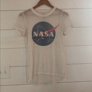 White high low NASA logo T-shirt